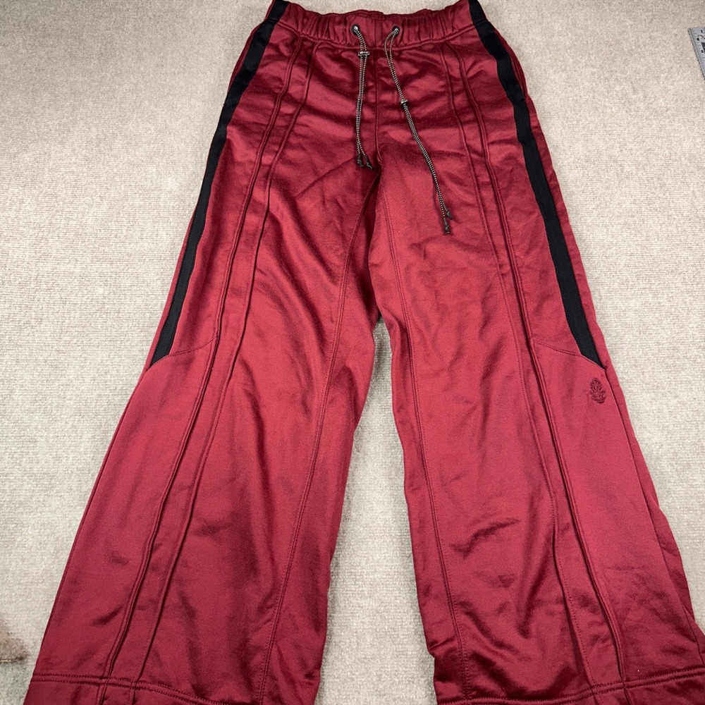 FP Movement Free People Track Pants Burgundy Wide Leg Side Stripe XS/TP 7154
